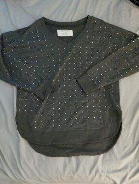 Women's Gold Studded Dark Gray Long-Sleeve Sweater - The Sweatshirt Project